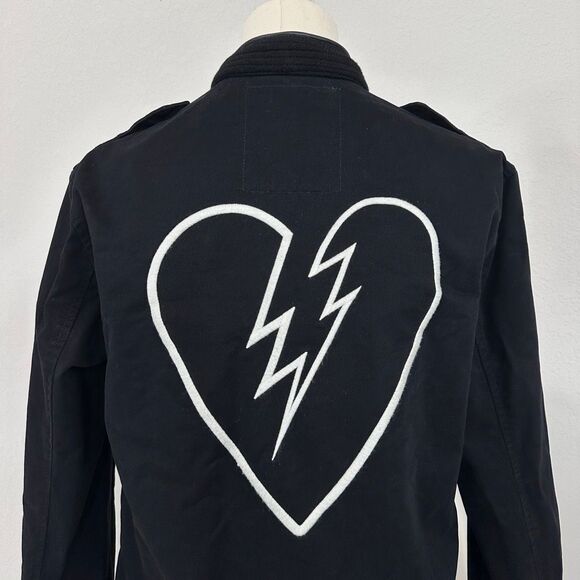 Zadig & Voltaire Kavy Military Jacket Broken Heart Sz M Edgy Rock Chic Punk - Picture 8 of 16